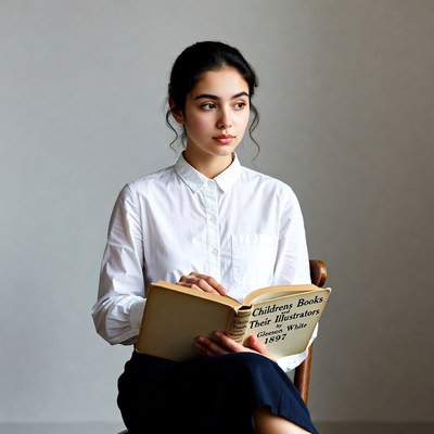 Woman reading children's books illustrators