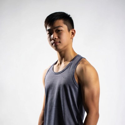 Asian man in tank top