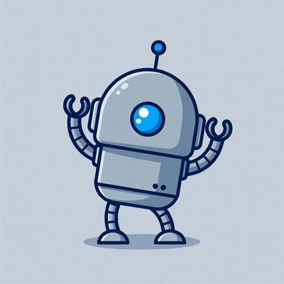 Cute blue-eyed robot illustration