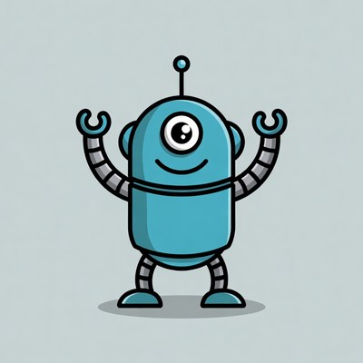 Cute blue robot illustration