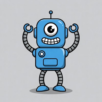 Cute Blue Cartoon Robot