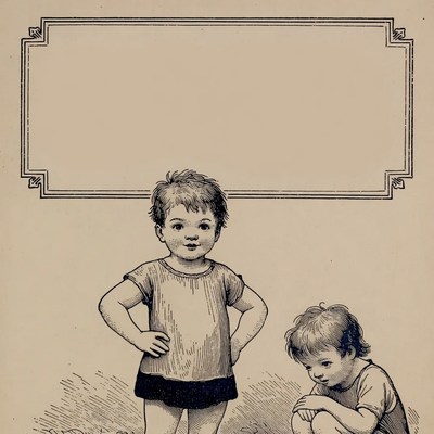 Two boys with blank sign frame