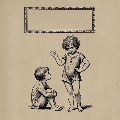 Two boys gesturing illustration