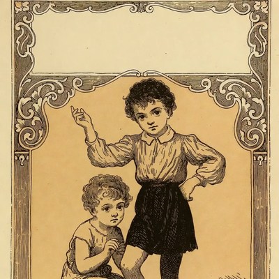 Two Boys in Vintage Illustration