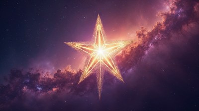 Glowing Golden Star in Nebula Galaxy