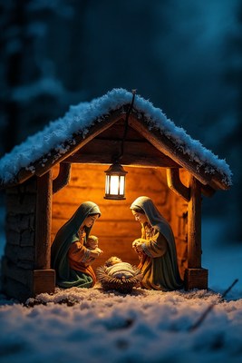Nativity Scene with Mary, Joseph, and Baby Jesus