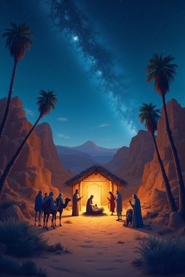 Nativity Scene with Magi and Animals