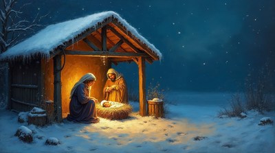 Nativity Scene with Mary Joseph Baby Jesus