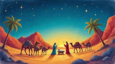 Nativity Scene with Mary Joseph Camels