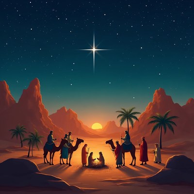 Nativity Scene with Three Wise Men