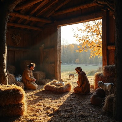 Nativity Scene with Mary Joseph Animals