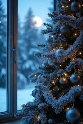 Christmas Tree by Snowy Window
