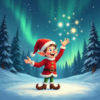 Christmas Elf with Magic Stars