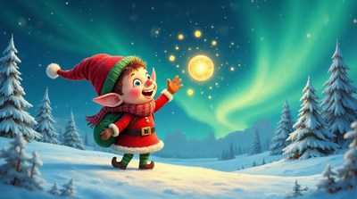 Cute elf catching magical light