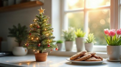 Mini Christmas tree with cookies