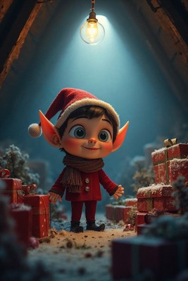 Cute Christmas Elf with Presents