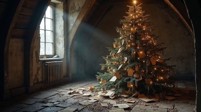 Christmas Tree in Abandoned Attic