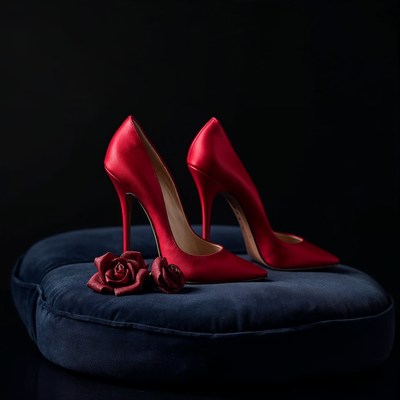 Red High Heels with Roses