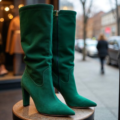 Green Suede Over-the-Knee Boots