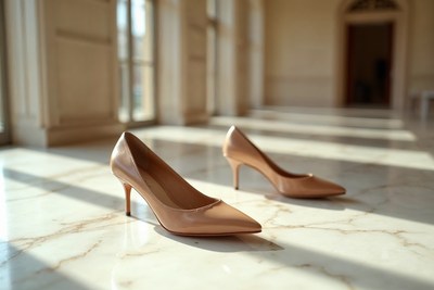 Pair of nude high heel pumps