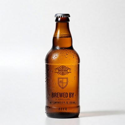 Condensation-Covered Brown Beer Bottle