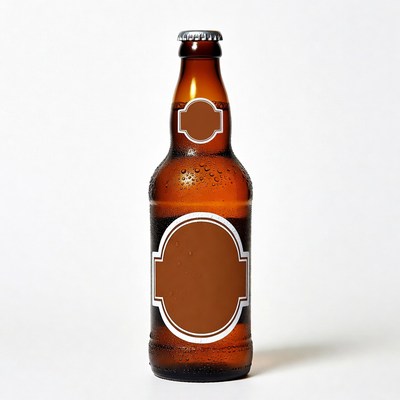 Brown beer bottle with blank label