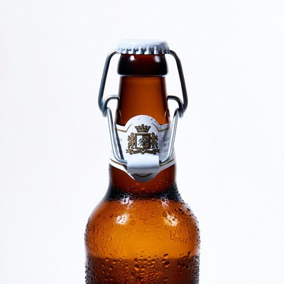 Brown beer bottle with swing cap