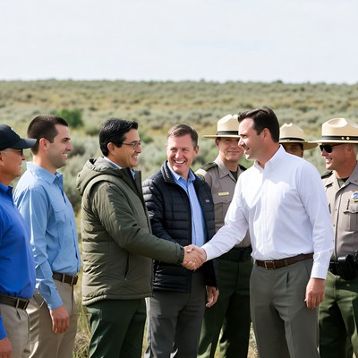 Men shaking hands with rangers