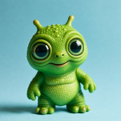 Cute green alien figurine