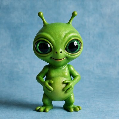 Cute green alien figurine