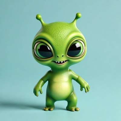 Cute green alien illustration