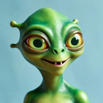 Cute green alien illustration