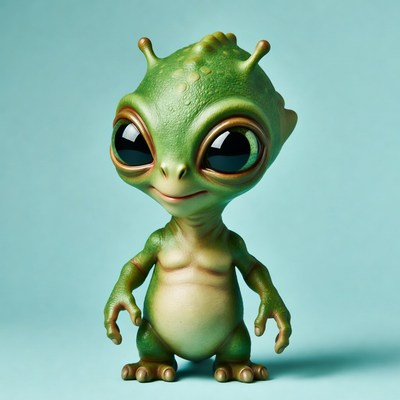 Cute green alien figurine