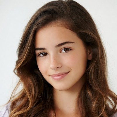 Smiling teenage girl with brown hair