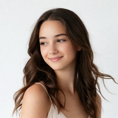 Smiling young woman in profile