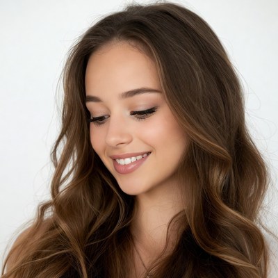 Smiling young woman with brown hair