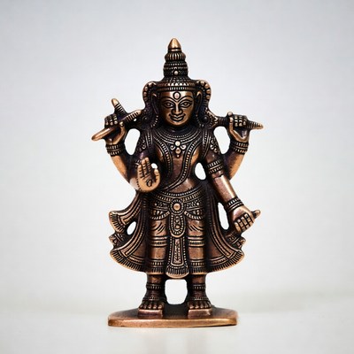 Brass Murugan Statue Holding Spears