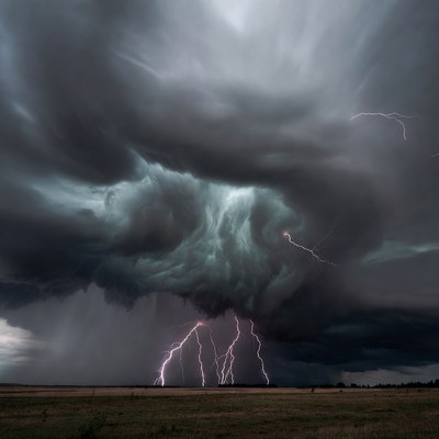 Lightning Storm Over Field