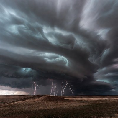Lightning Storm Over Prairie