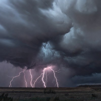 Lightning Storm Over Desert Landscape