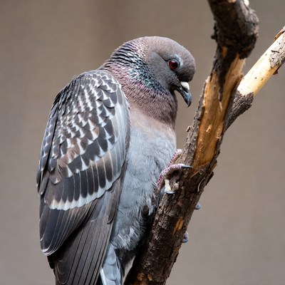 Rock Dove Perched on Branch