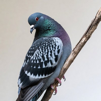 Rock Dove Perched on Branch