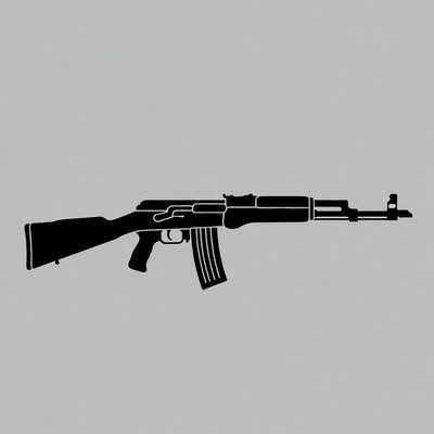 AK-47 Silhouette on Gray Background