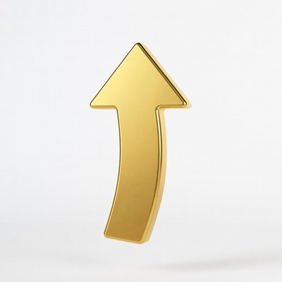 Golden upward arrow