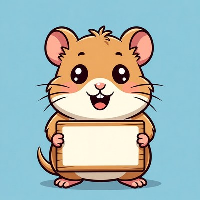 Cute hamster holding blank sign