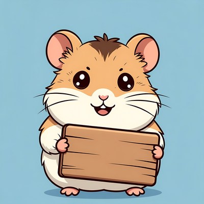 Cute hamster holding blank sign