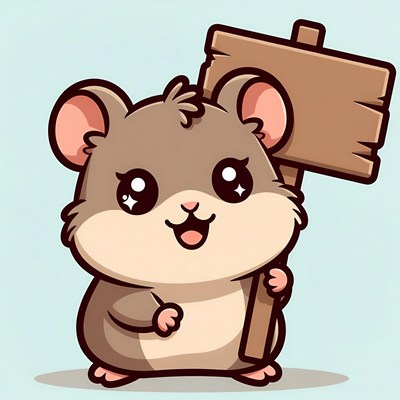 Cute hamster holding blank sign