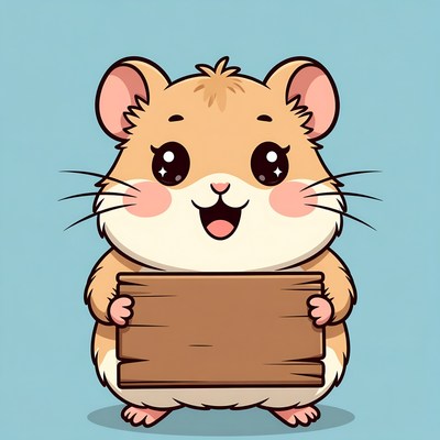 Cute hamster holding blank sign