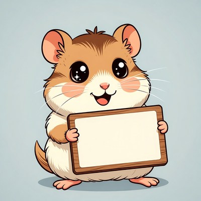Cute hamster holding blank sign