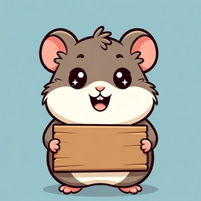 Cute hamster holding blank sign